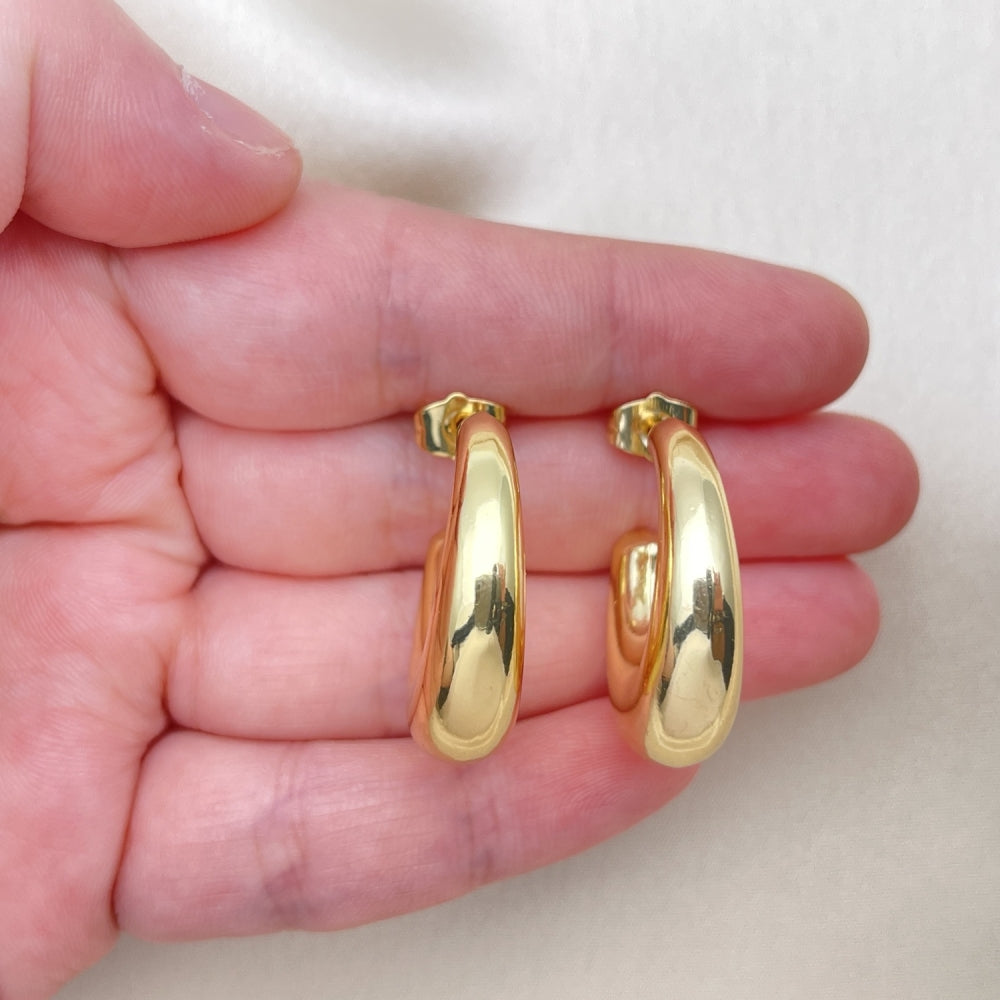 Oro Laminado Medium Hoop, Gold Filled Style Hollow Design, Polished, Golden Finish