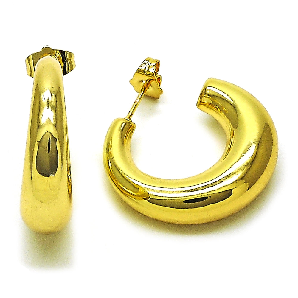 Oro Laminado Medium Hoop, Gold Filled Style Hollow Design, Polished, Golden Finish