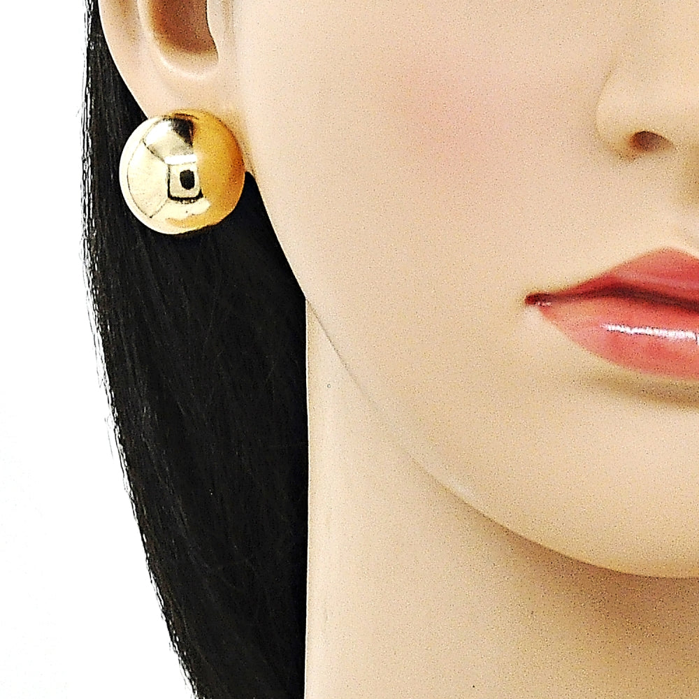 Oro Laminado Leverback Earring, Gold Filled Style Ball and Hollow Design, Polished, Golden Finish