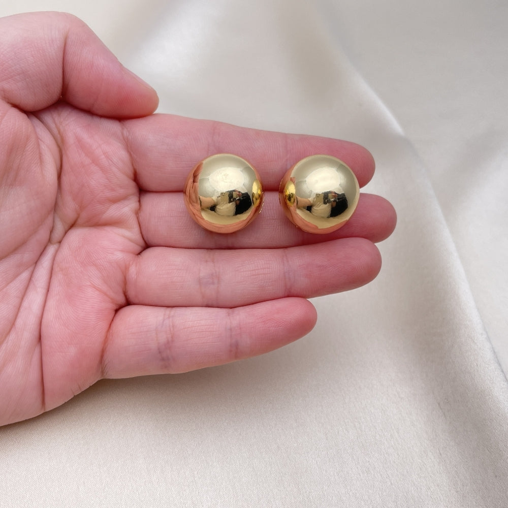 Oro Laminado Leverback Earring, Gold Filled Style Ball and Hollow Design, Polished, Golden Finish