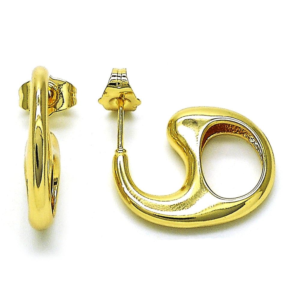 Oro Laminado Stud Earring, Gold Filled Style Puff Mariner Design, Polished, Golden Finish