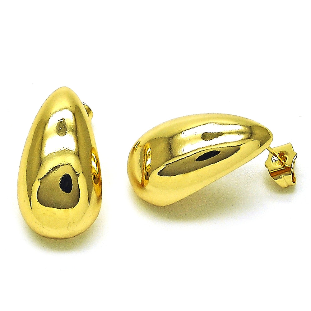 Oro Laminado Stud Earring, Gold Filled Style Teardrop Design, Polished, Golden Finish