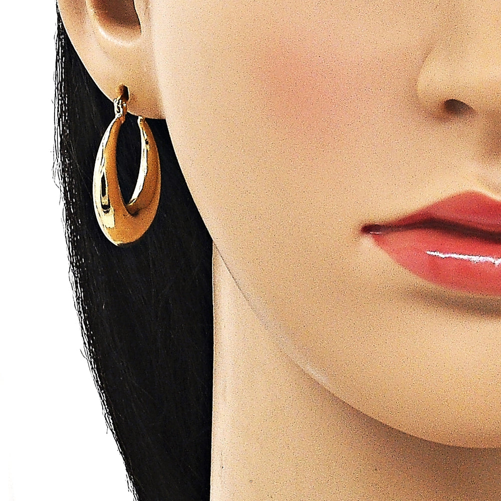 Oro Laminado Medium Hoop, Gold Filled Style Hollow Design, Polished, Golden Finish