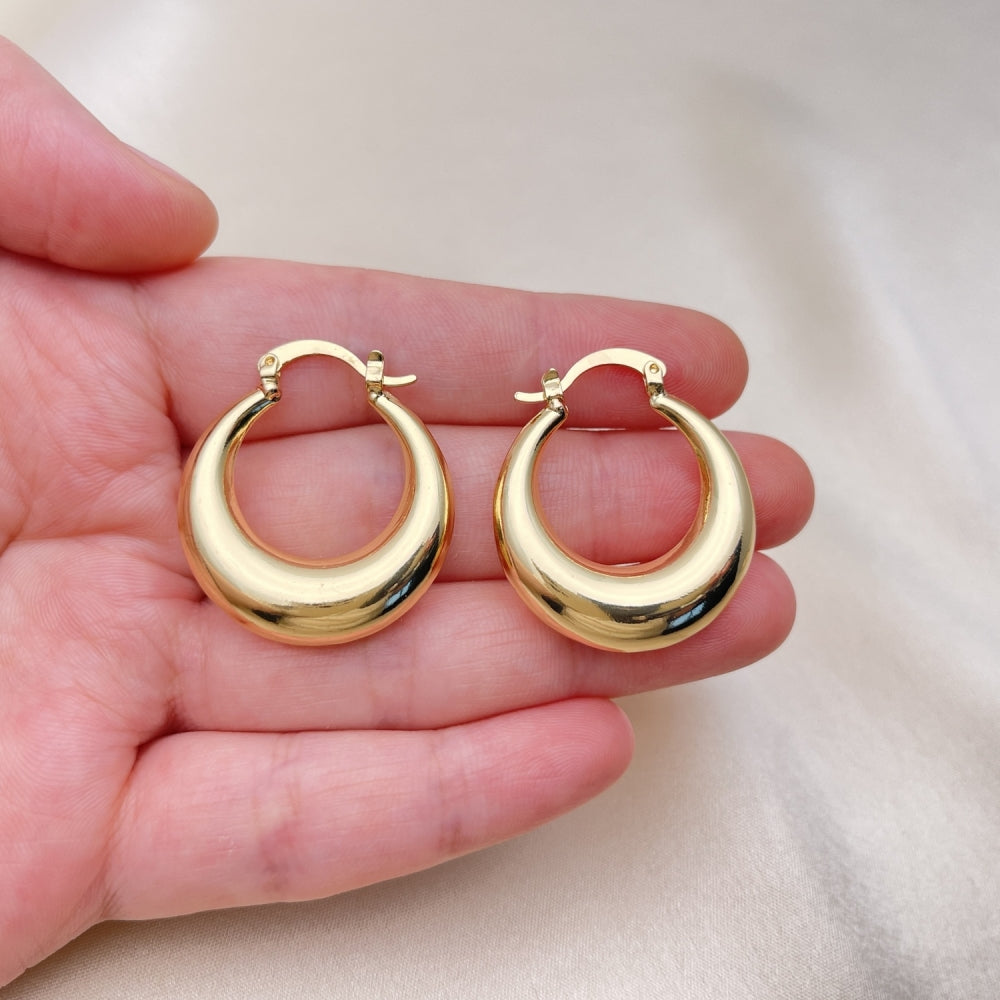 Oro Laminado Medium Hoop, Gold Filled Style Hollow Design, Polished, Golden Finish