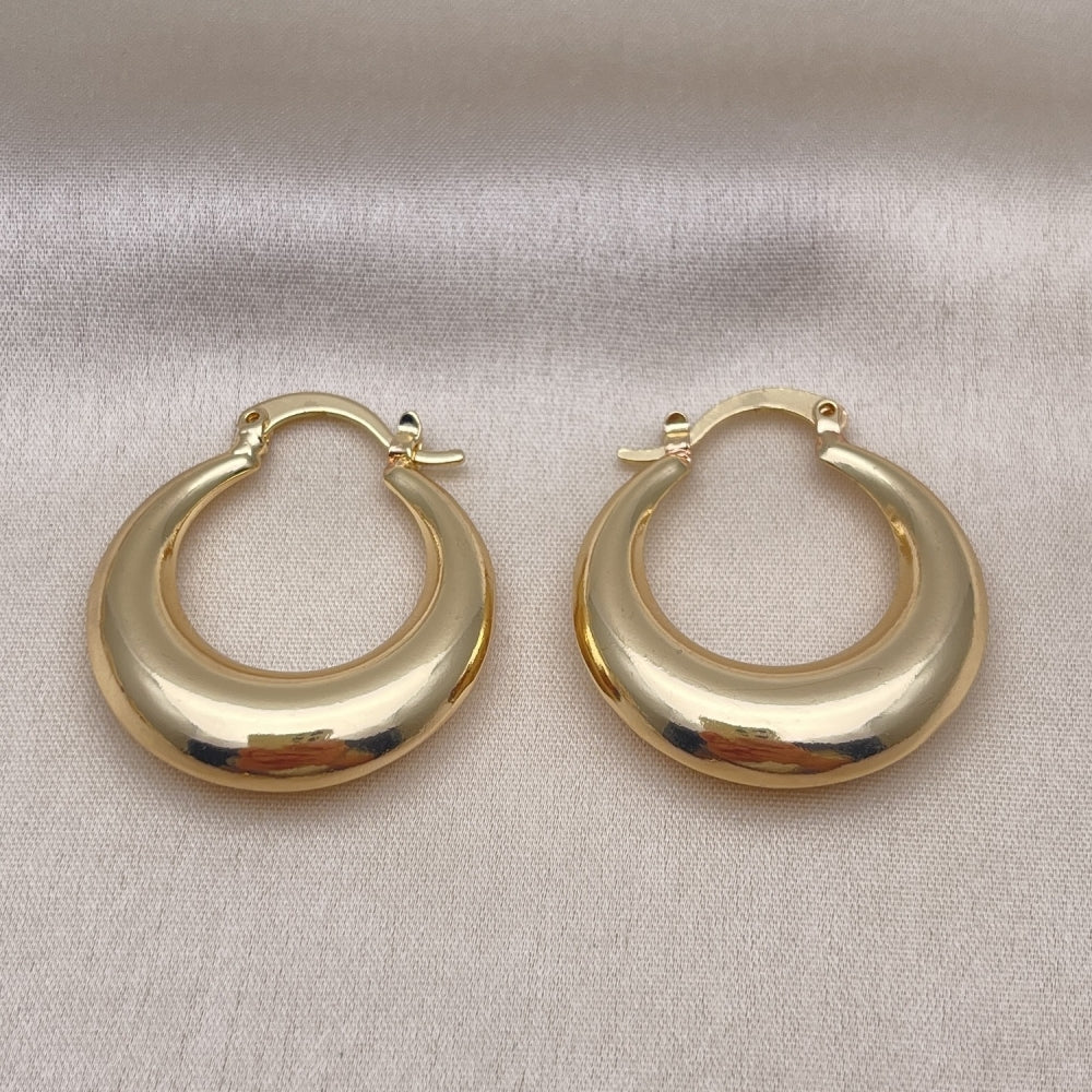 Oro Laminado Medium Hoop, Gold Filled Style Hollow Design, Polished, Golden Finish