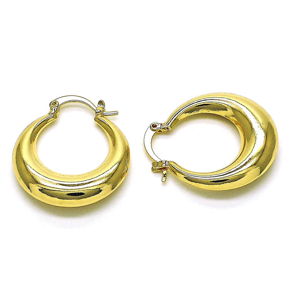 Oro Laminado Medium Hoop, Gold Filled Style Hollow Design, Polished, Golden Finish