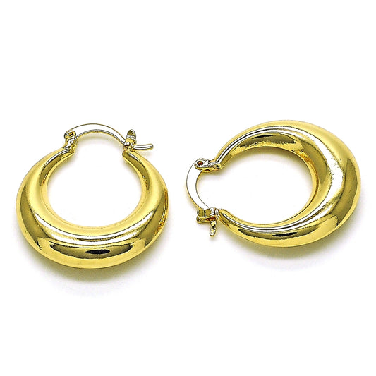 Oro Laminado Medium Hoop, Gold Filled Style Hollow Design, Polished, Golden Finish
