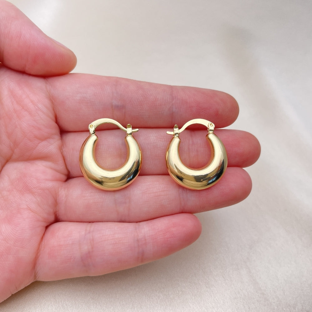 Oro Laminado Small Hoop, Gold Filled Style Hollow Design, Polished, Golden Finish