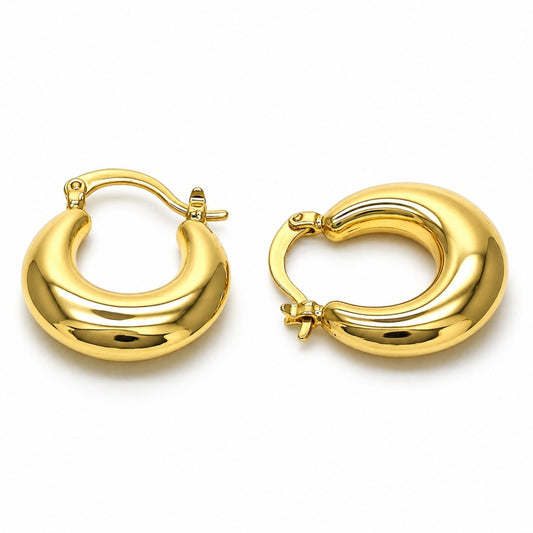 Oro Laminado Small Hoop, Gold Filled Style Hollow Design, Polished, Golden Finish