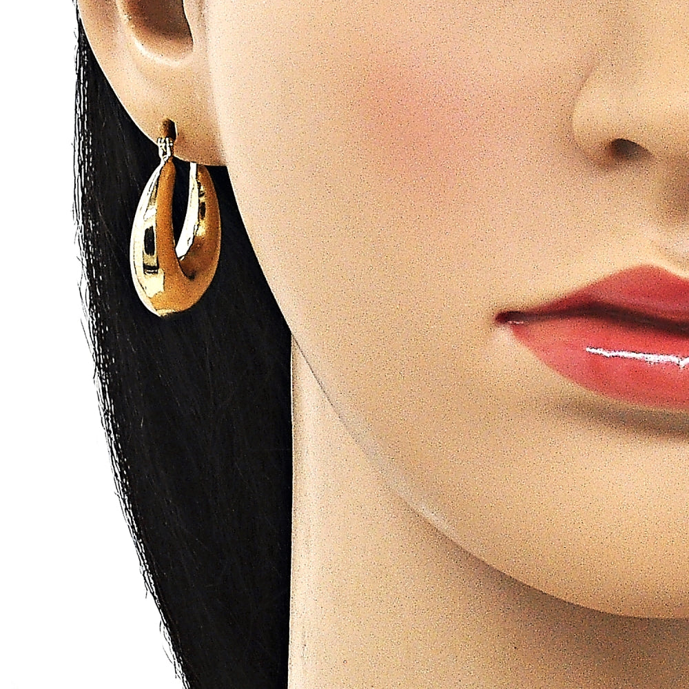 Oro Laminado Small Hoop, Gold Filled Style Hollow Design, Polished, Golden Finish