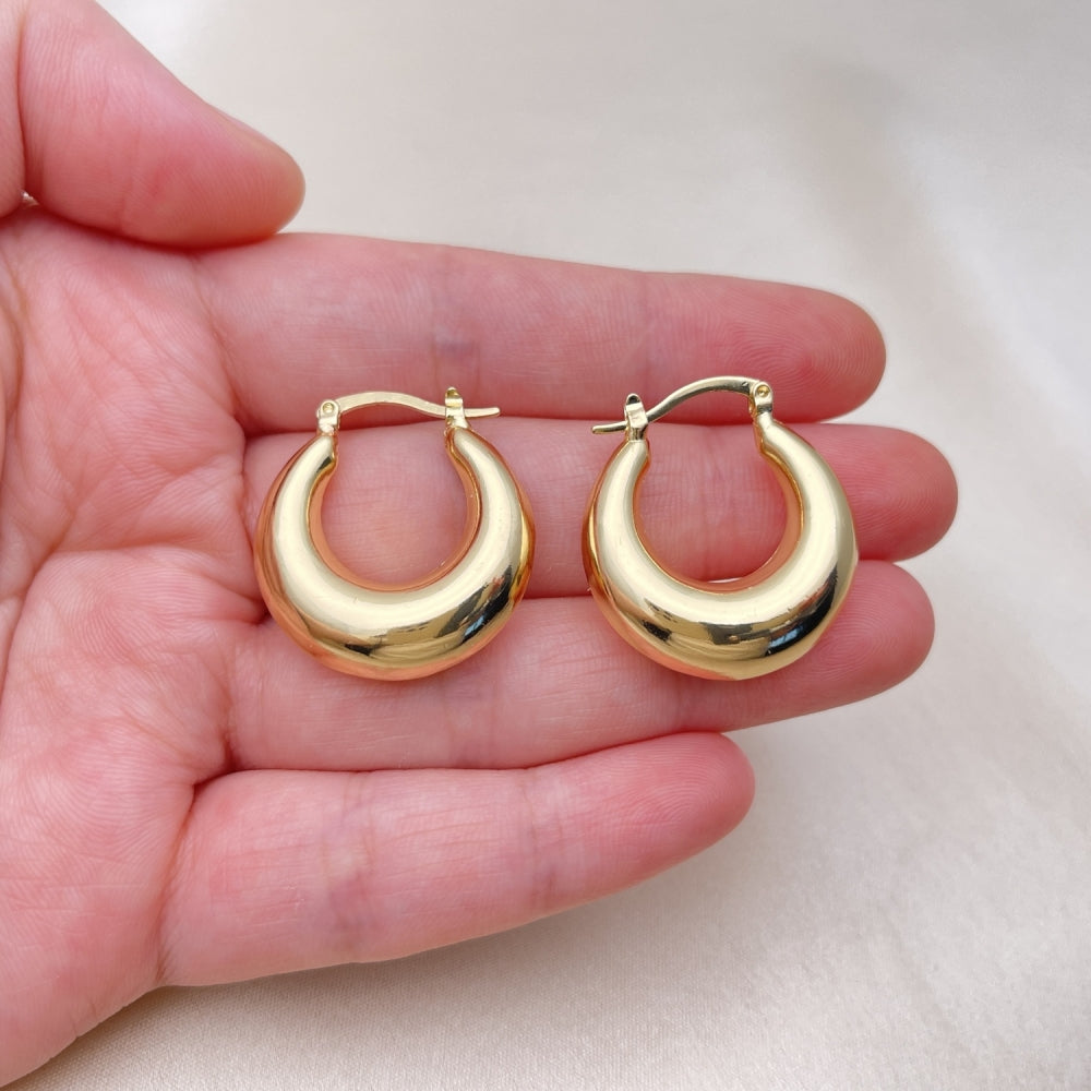 Oro Laminado Small Hoop, Gold Filled Style Hollow Design, Polished, Golden Finish