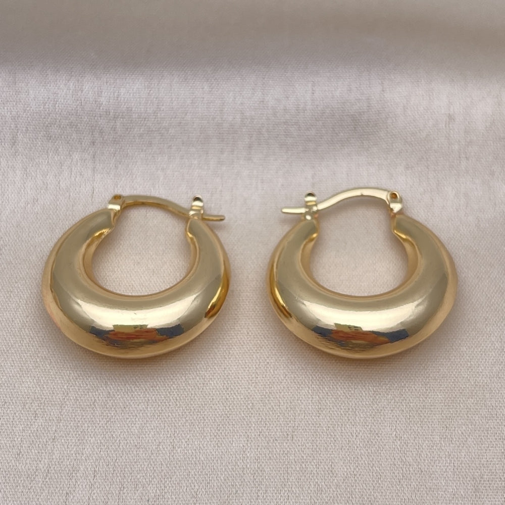 Oro Laminado Small Hoop, Gold Filled Style Hollow Design, Polished, Golden Finish