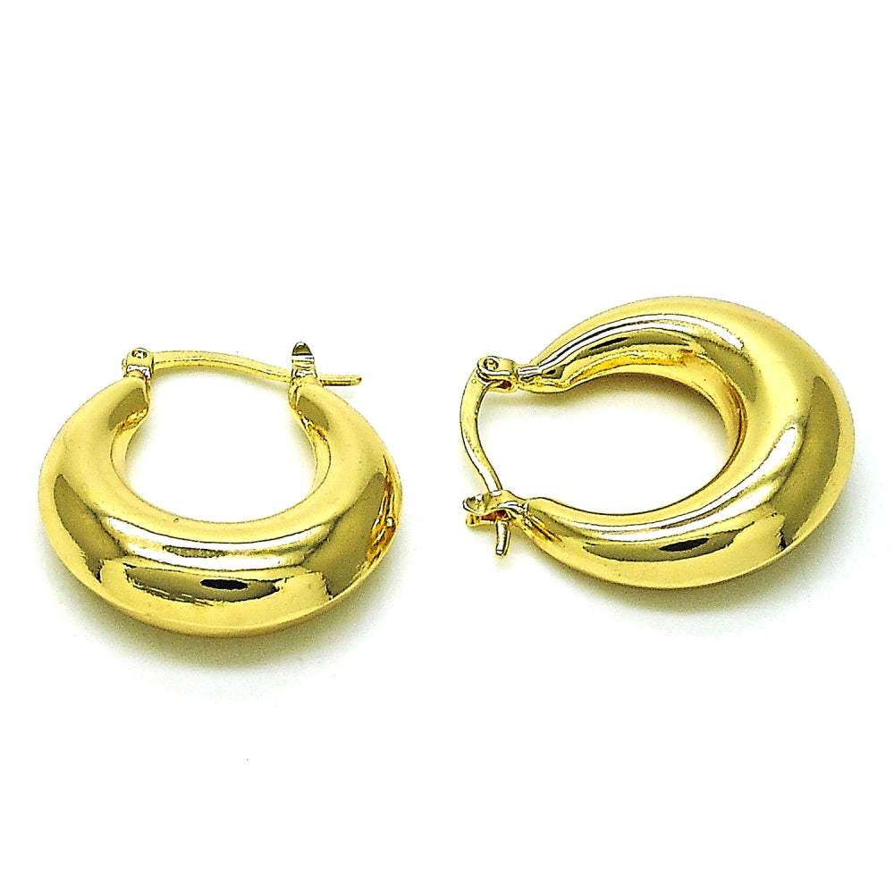 Oro Laminado Small Hoop, Gold Filled Style Hollow Design, Polished, Golden Finish