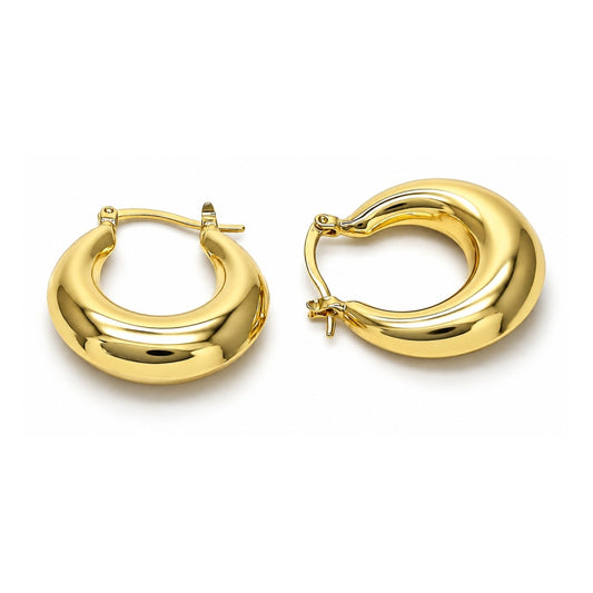 Oro Laminado Small Hoop, Gold Filled Style Hollow Design, Polished, Golden Finish