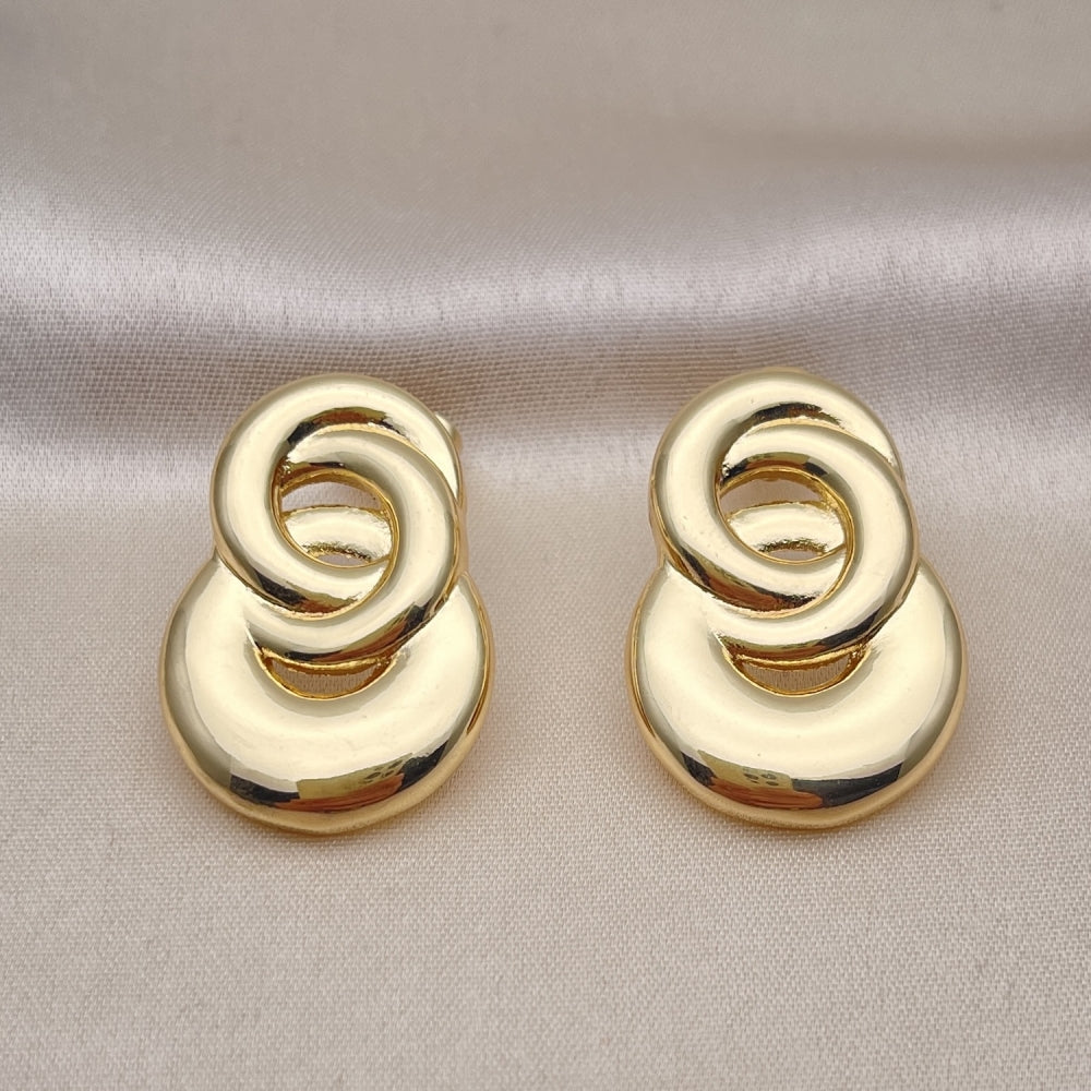 Oro Laminado Stud Earring, Gold Filled Style Infinite Design, Polished, Golden Finish