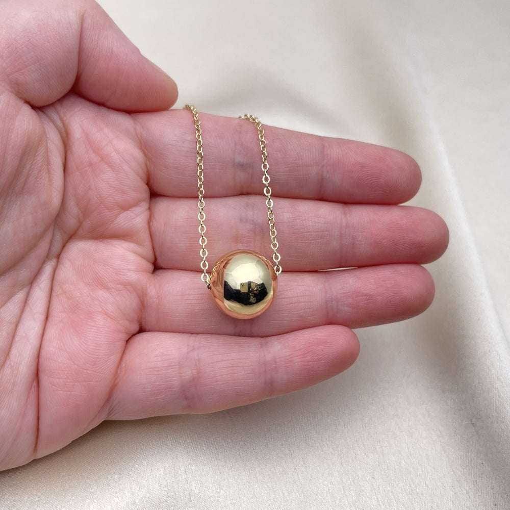 Oro Laminado Pendant Necklace, Gold Filled Style Ball and Rolo Design, Polished, Golden Finish