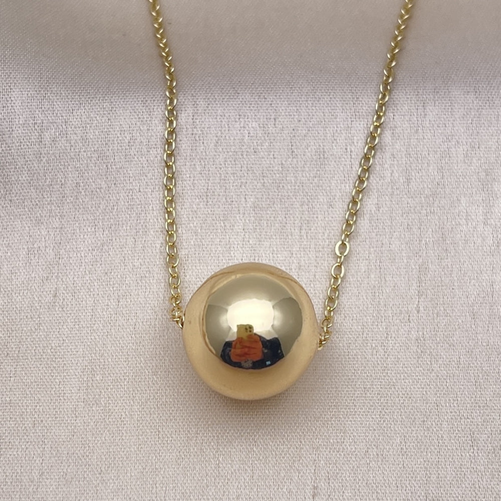 Oro Laminado Pendant Necklace, Gold Filled Style Ball and Rolo Design, Polished, Golden Finish