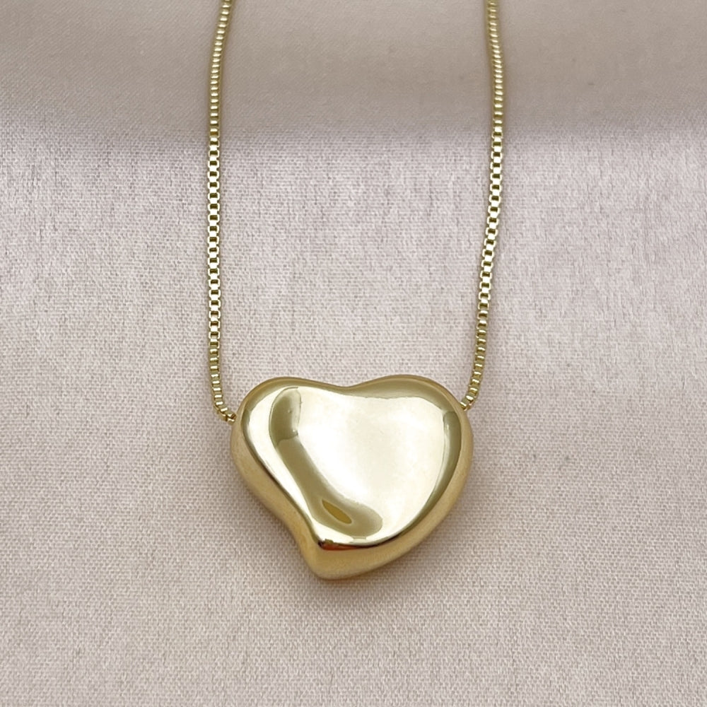 Oro Laminado Pendant Necklace, Gold Filled Style Heart and Hollow Design, Polished, Golden Finish