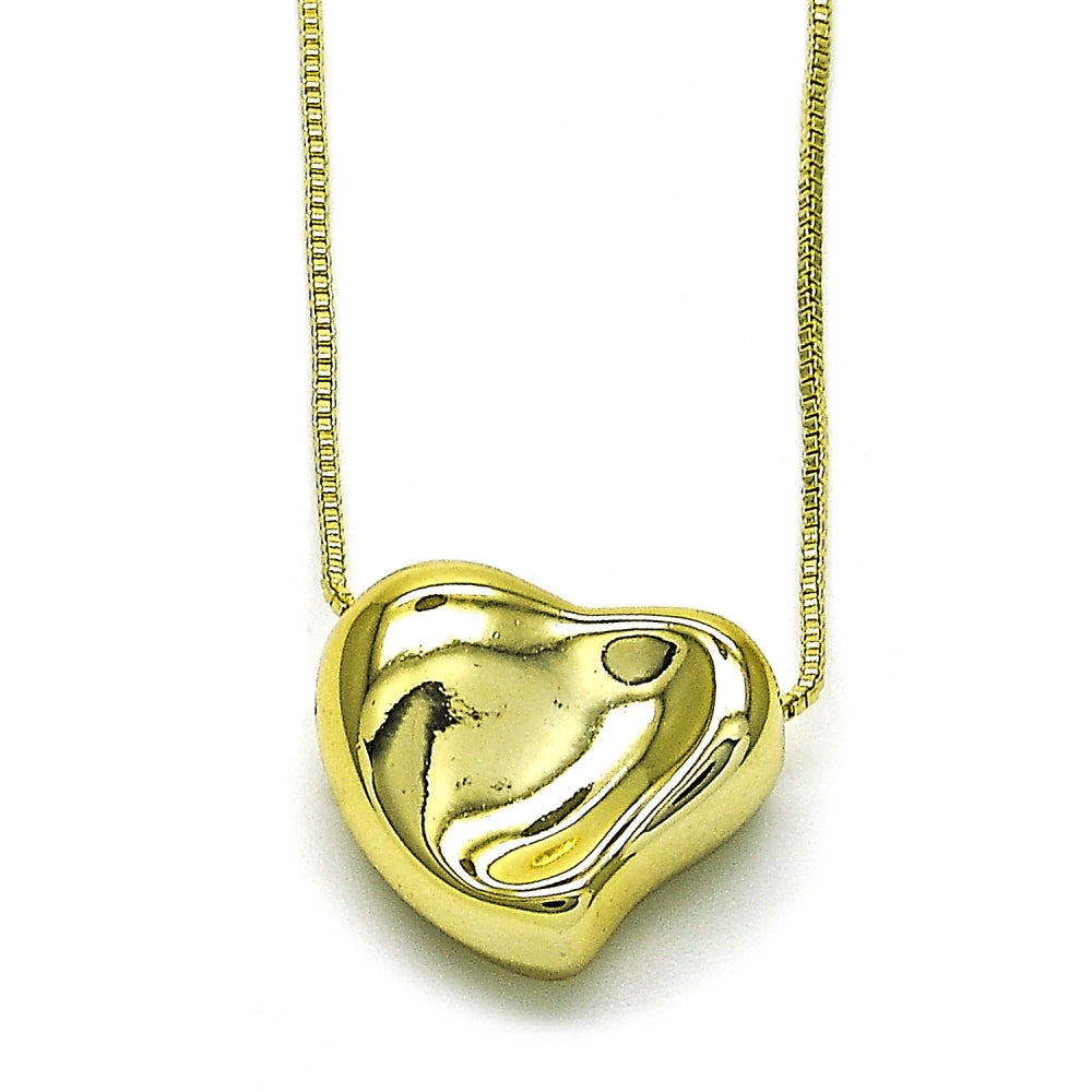 Oro Laminado Pendant Necklace, Gold Filled Style Heart and Hollow Design, Polished, Golden Finish