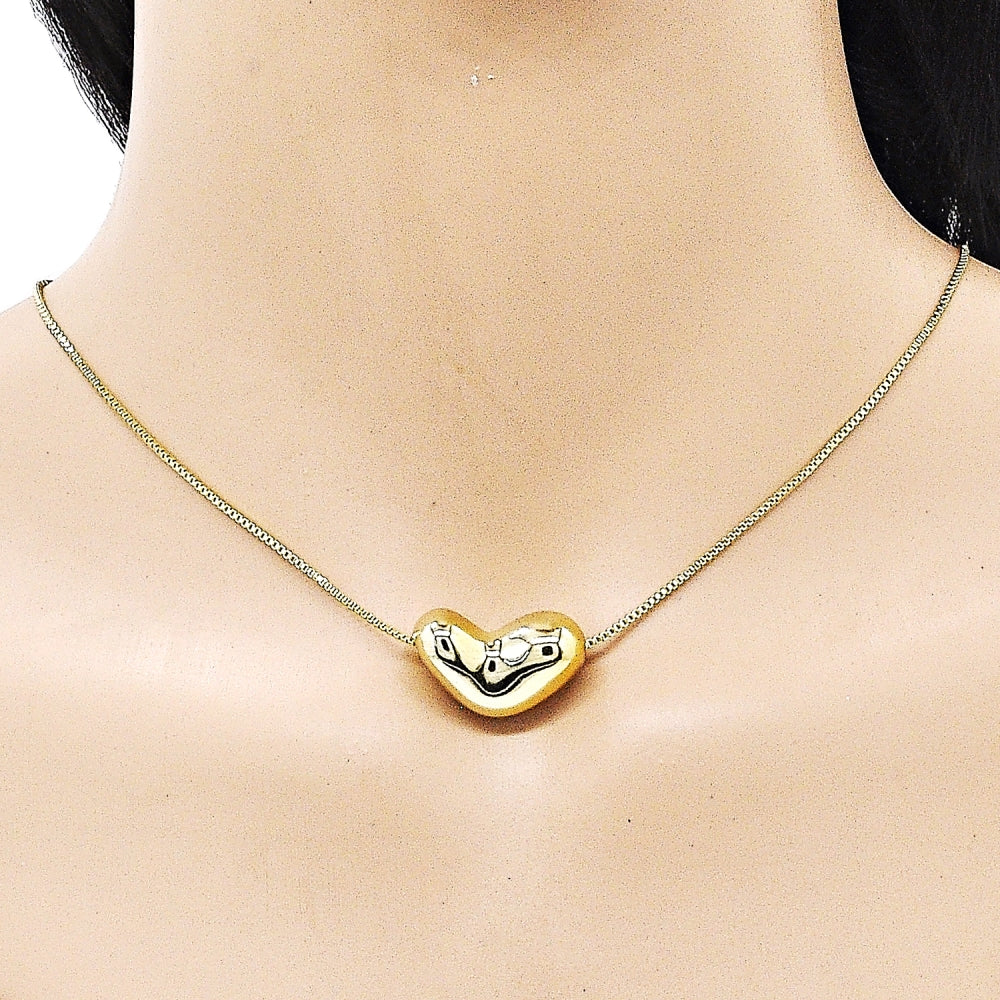 Oro Laminado Pendant Necklace, Gold Filled Style Heart Design, Polished, Golden Finish