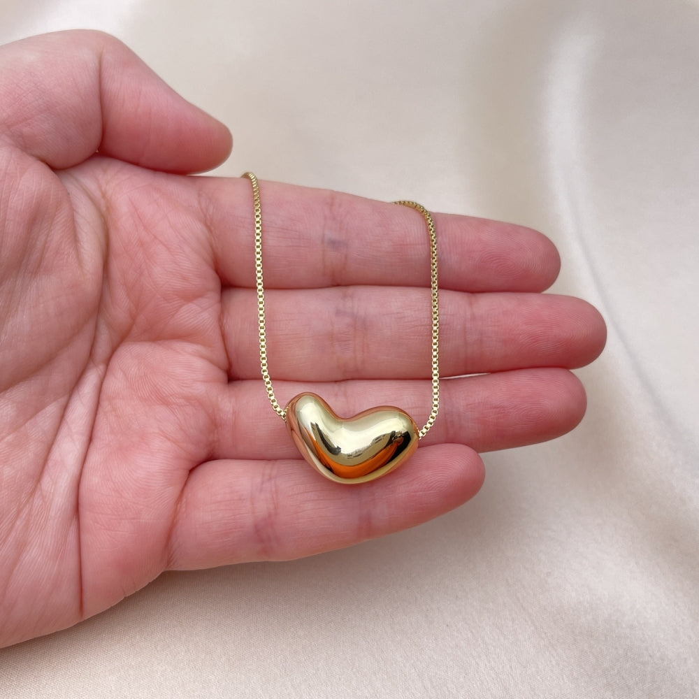 Oro Laminado Pendant Necklace, Gold Filled Style Heart Design, Polished, Golden Finish