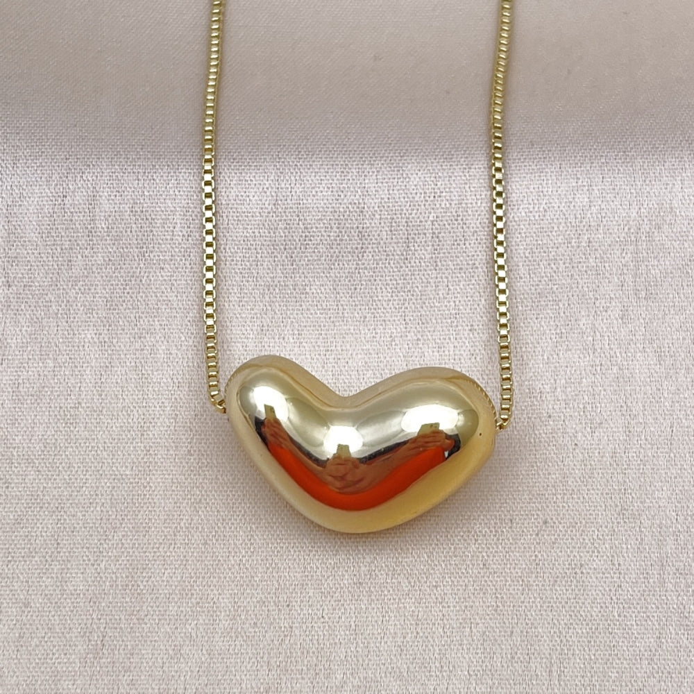 Oro Laminado Pendant Necklace, Gold Filled Style Heart Design, Polished, Golden Finish