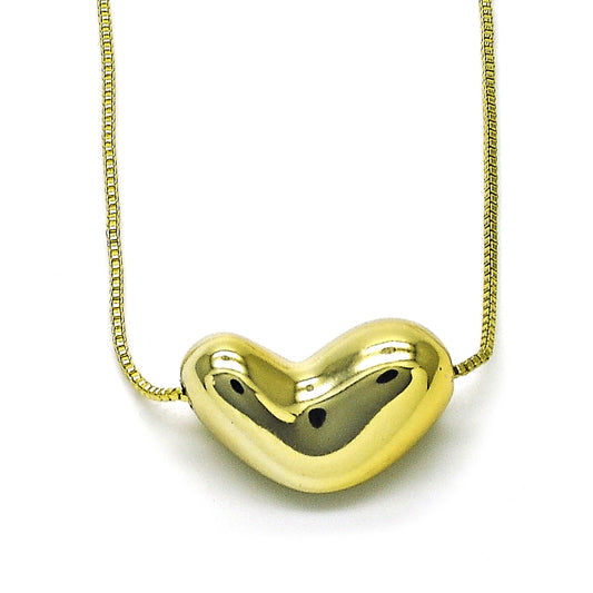 Oro Laminado Pendant Necklace, Gold Filled Style Heart Design, Polished, Golden Finish