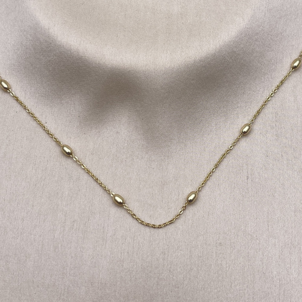 Oro Laminado Basic Necklace, Gold Filled Style Rolo and Ball Design, Polished, Golden Finish