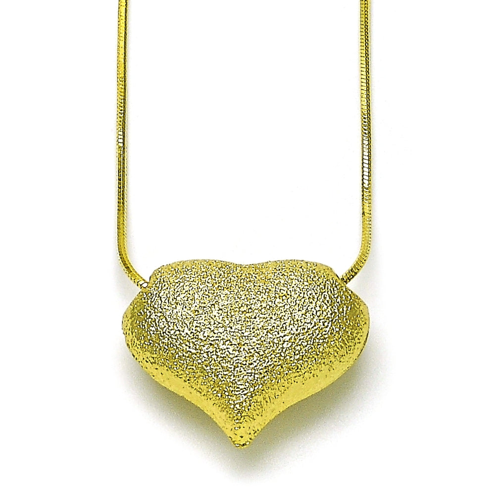 Oro Laminado Pendant Necklace, Gold Filled Style Heart and Hollow Design, Matte Finish, Golden Finish