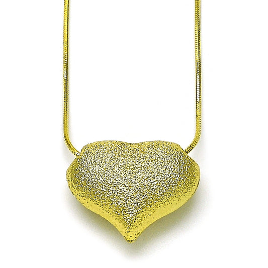 Oro Laminado Pendant Necklace, Gold Filled Style Heart and Hollow Design, Matte Finish, Golden Finish