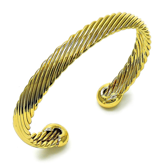 Oro Laminado Individual Bangle, Gold Filled Style Twist Design, Polished, Golden Finish