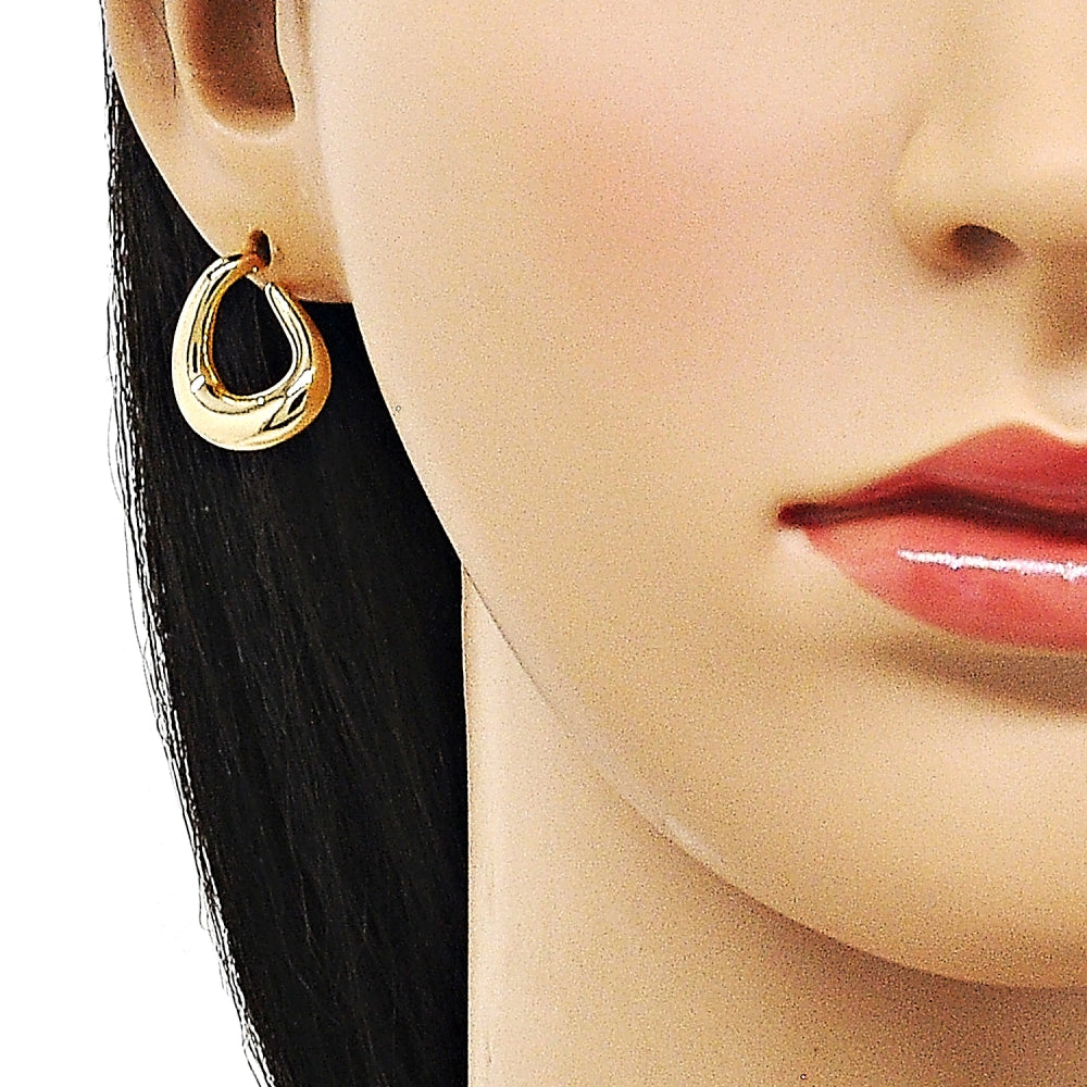 Oro Laminado Stud Earring, Gold Filled Style Teardrop Design, Polished, Golden Finish