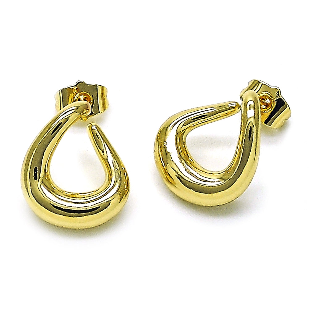 Oro Laminado Stud Earring, Gold Filled Style Teardrop Design, Polished, Golden Finish