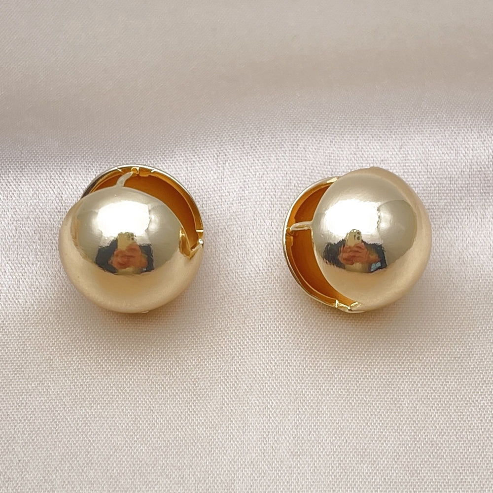 Oro Laminado Huggie Hoop, Gold Filled Style Ball Design, Polished, Golden Finish