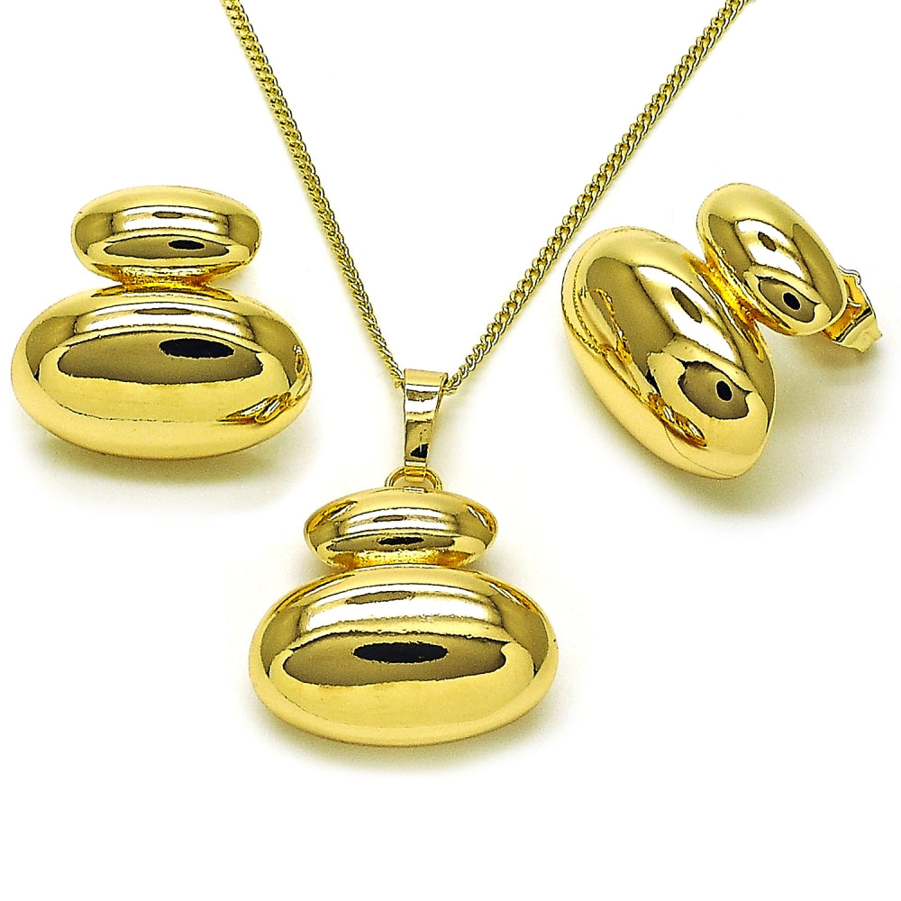 Oro Laminado Earring and Pendant Adult Set, Gold Filled Style Polished, Golden Finish