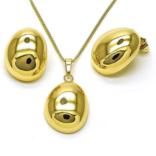 Oro Laminado Earring and Pendant Adult Set, Gold Filled Style Polished, Golden Finish