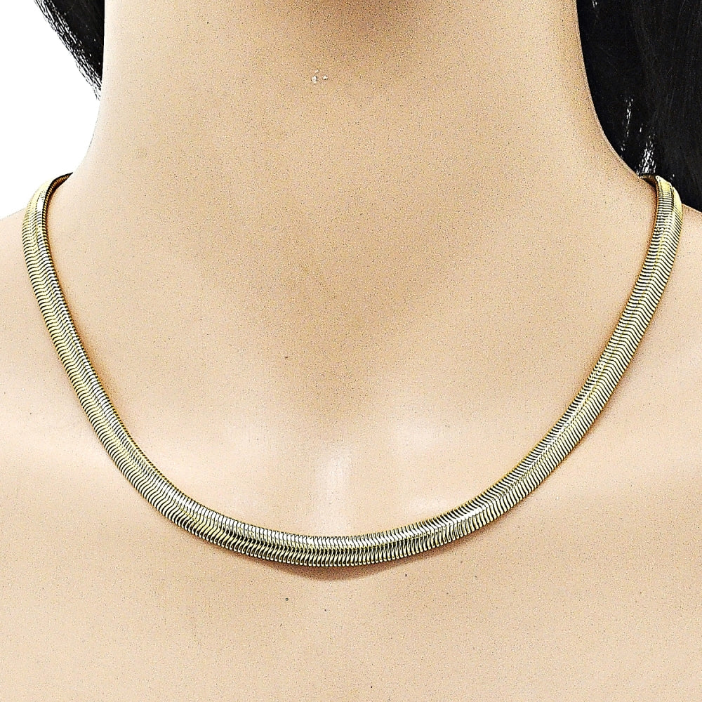 Oro Laminado Basic Necklace, Gold Filled Style Rat Tail Design, Polished, Golden Finish