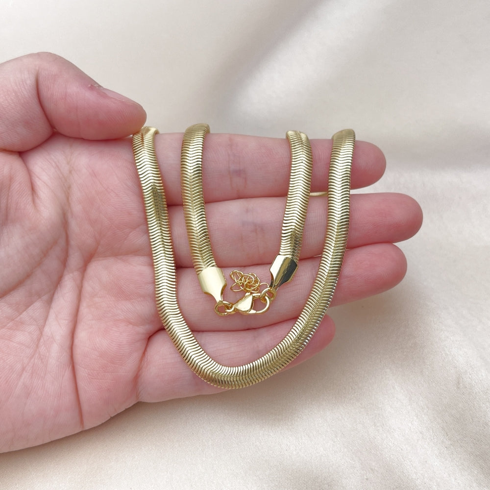 Oro Laminado Basic Necklace, Gold Filled Style Rat Tail Design, Polished, Golden Finish