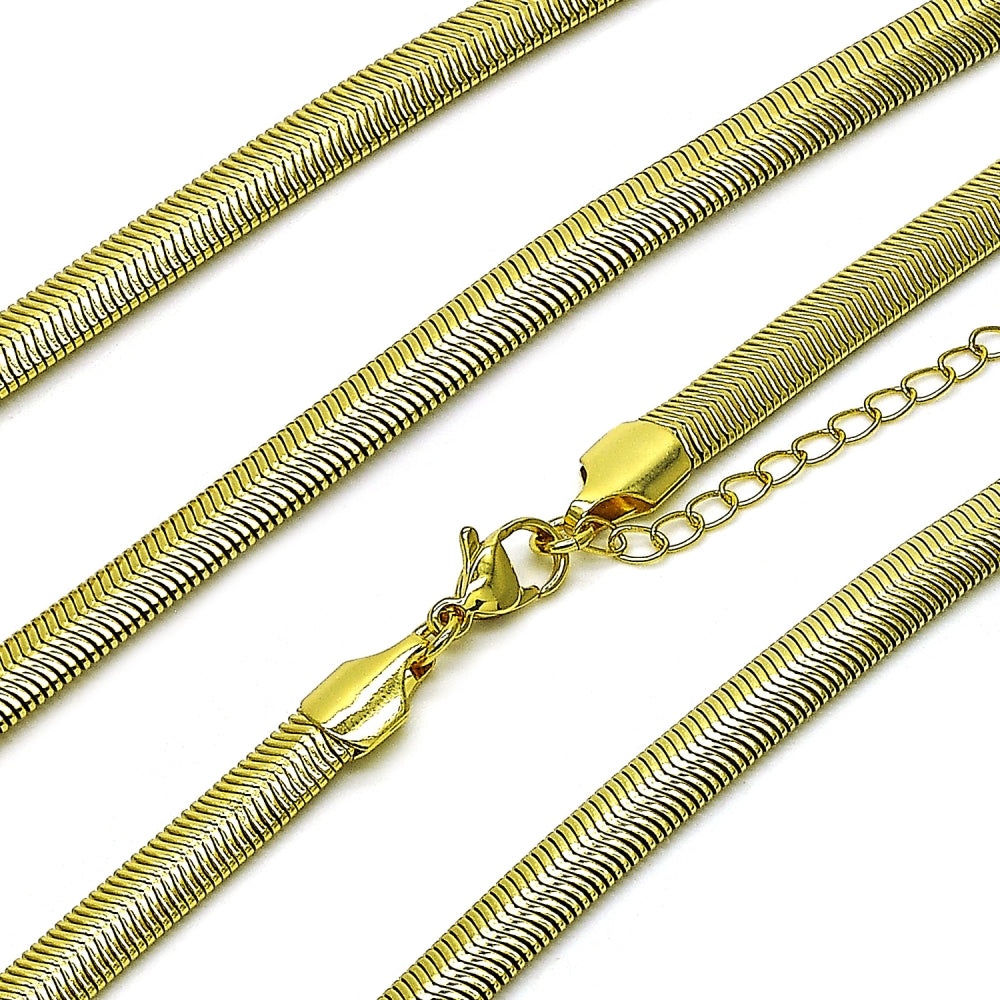 Oro Laminado Basic Necklace, Gold Filled Style Rat Tail Design, Polished, Golden Finish