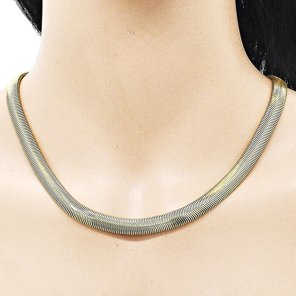 Oro Laminado Basic Necklace, Gold Filled Style Rat Tail Design, Polished, Golden Finish