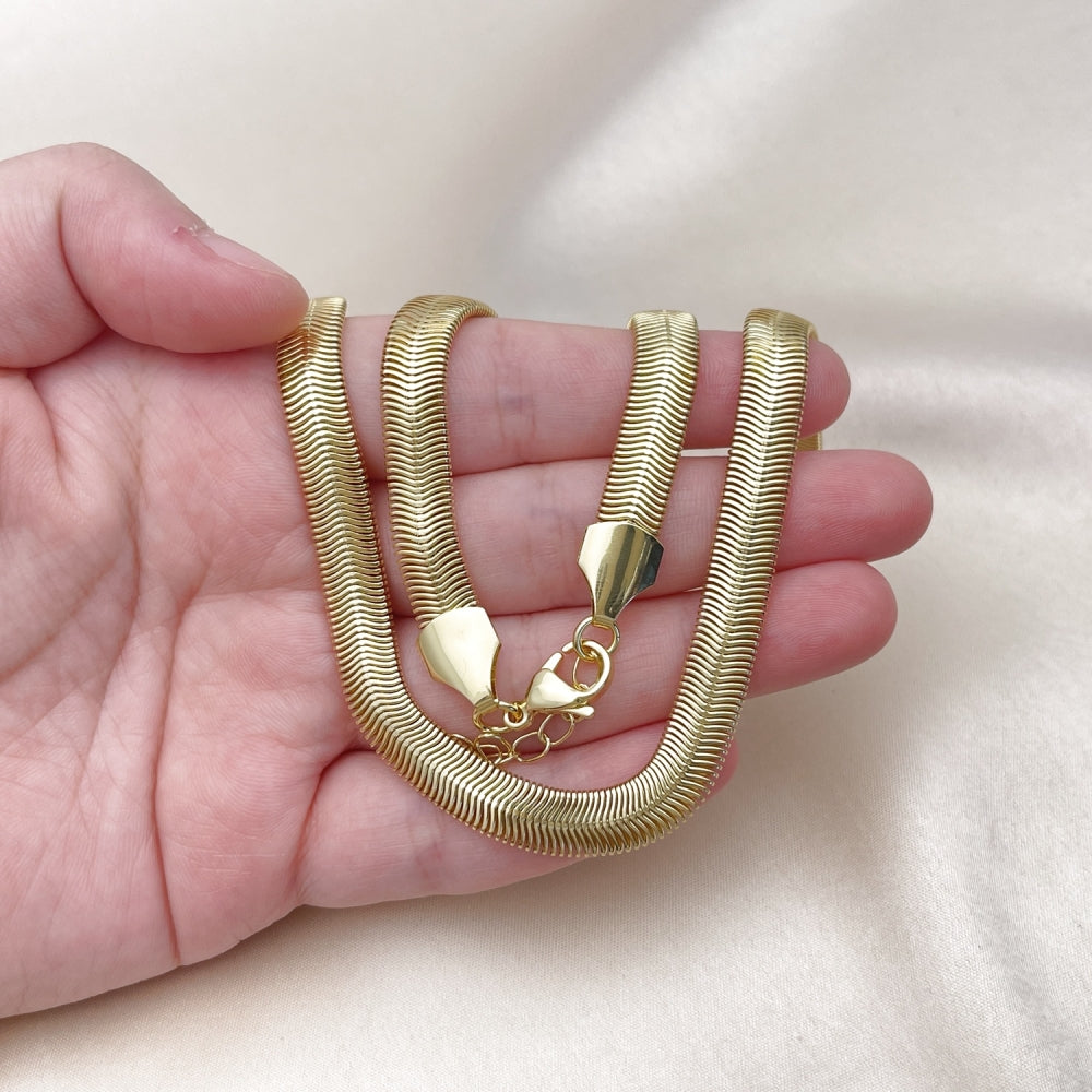 Oro Laminado Basic Necklace, Gold Filled Style Rat Tail Design, Polished, Golden Finish