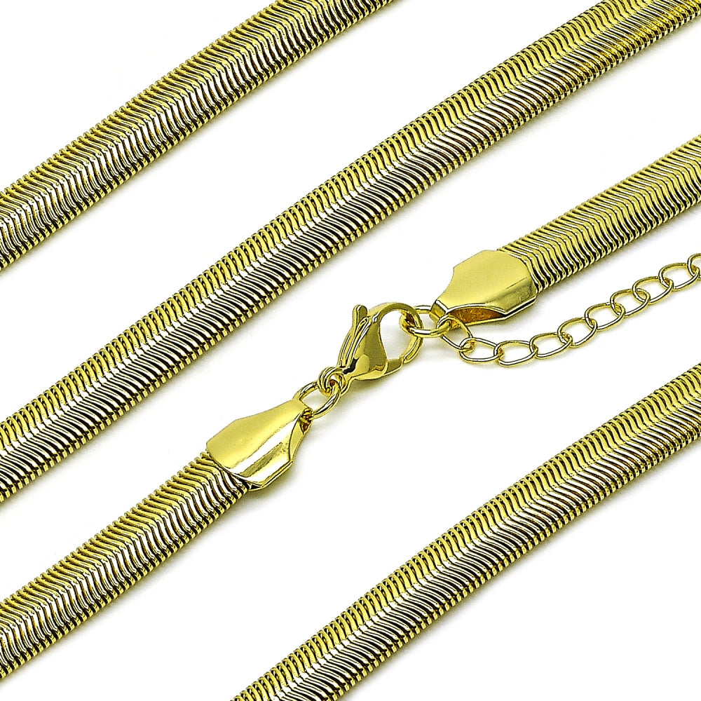 Oro Laminado Basic Necklace, Gold Filled Style Rat Tail Design, Polished, Golden Finish