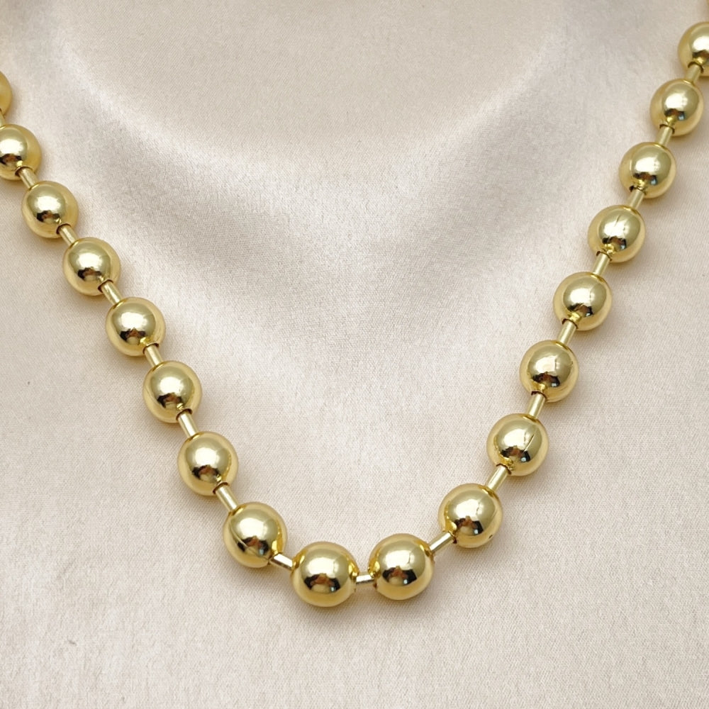 Oro Laminado Basic Necklace, Gold Filled Style Ball Design, Polished, Golden Finish