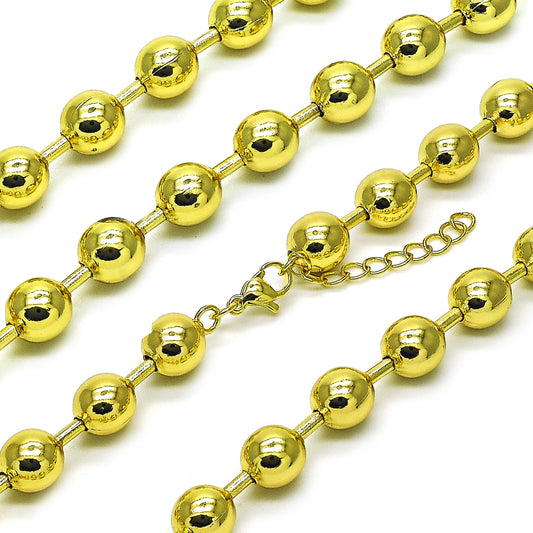 Oro Laminado Basic Necklace, Gold Filled Style Ball Design, Polished, Golden Finish