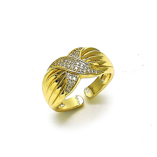 Oro Laminado Multi Stone Ring, Gold Filled Style with White Micro Pave, Polished, Golden Finish