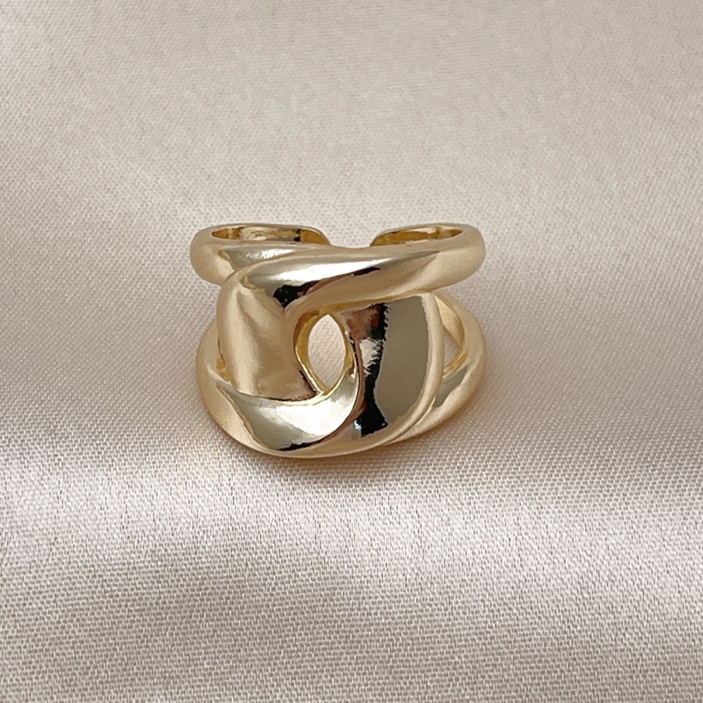 Oro Laminado Elegant Ring, Gold Filled Style Love Knot Design, Polished, Golden Finish