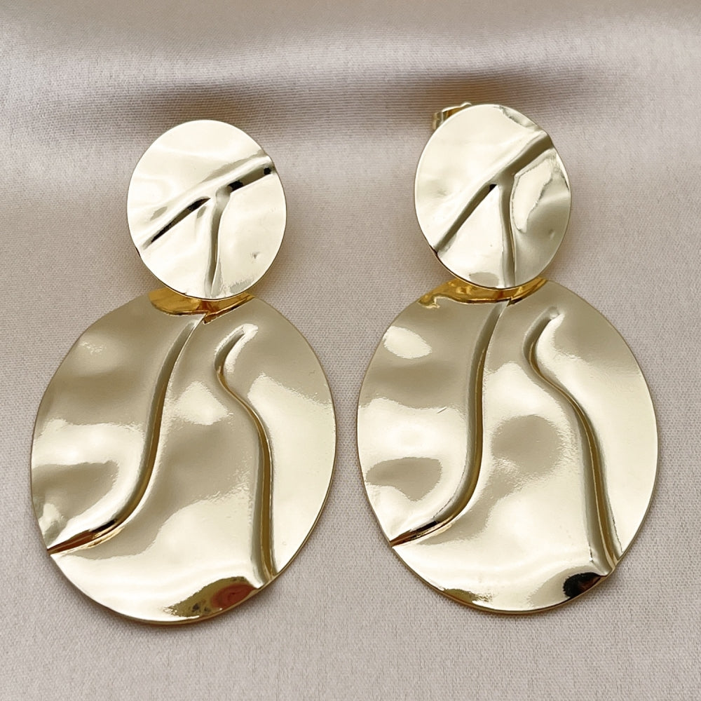 Oro Laminado Long Earring, Gold Filled Style Polished, Golden Finish