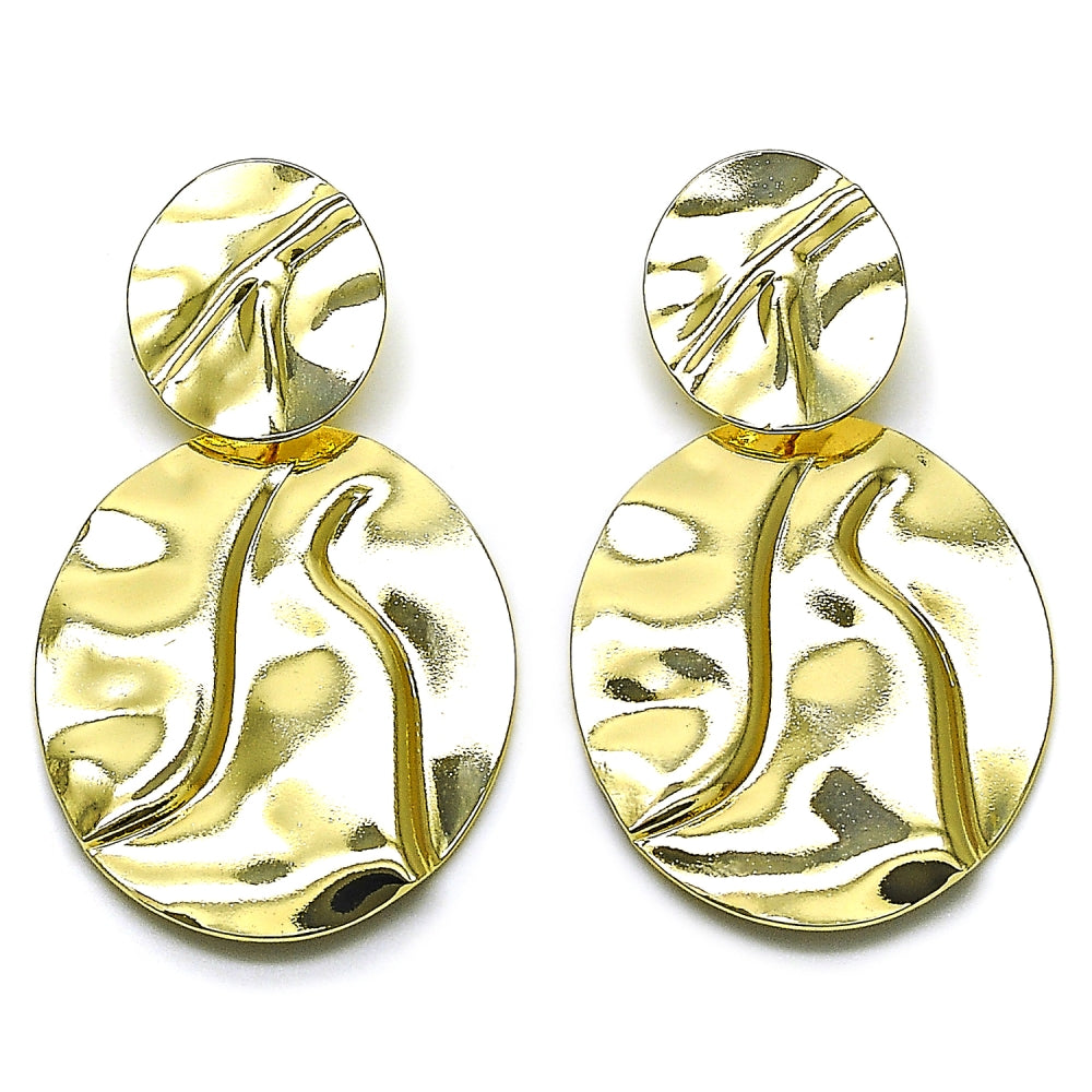 Oro Laminado Long Earring, Gold Filled Style Polished, Golden Finish