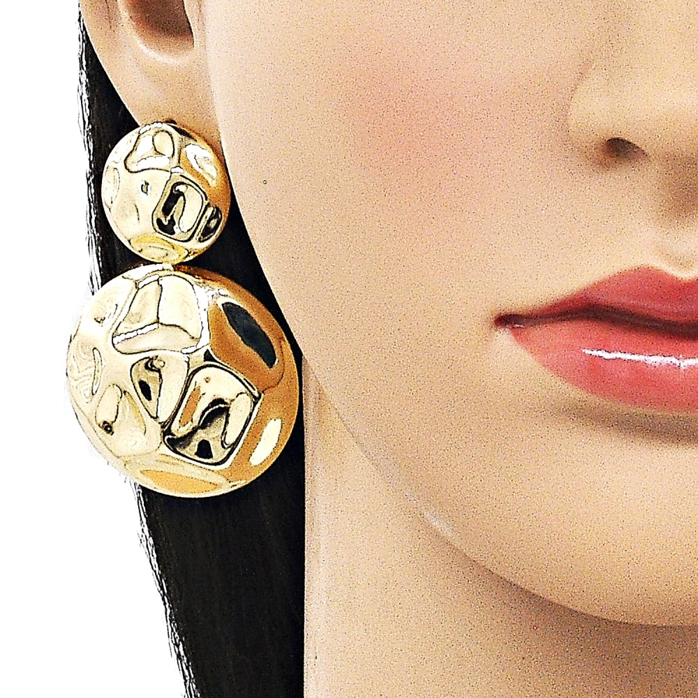 Oro Laminado Long Earring, Gold Filled Style Polished, Golden Finish