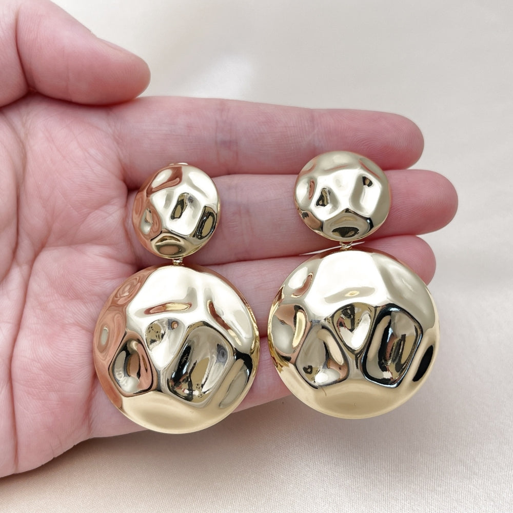 Oro Laminado Long Earring, Gold Filled Style Polished, Golden Finish